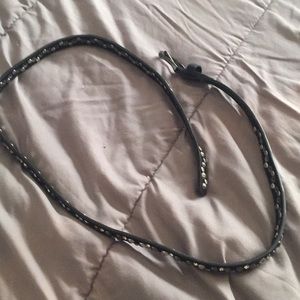 Black embellished skinny belt , 50% Vera Pelle